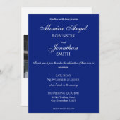 ミニエレガントマリ王室のスト・ブルー・ホワイト・結婚フォト 招待状 (正面/裏面)