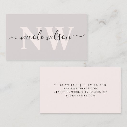 ミニエレガントマルピンク・モノグラム  名刺 (正面/裏面)