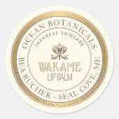 ミニエンボスフラワーリップバームメタリック縁ど金ゴールド ラウンドシール (正面)