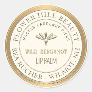 ミニエンボスフラワーリップバームメタリック縁ど金ゴールド ラウンドシール