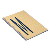 ミニオレンジシェブロン模様のネイビーモノグラム ノートブック (右側)