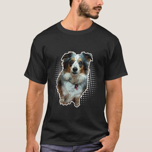 ミニオーストラリア羊飼い可愛い犬 Tシャツ (正面)