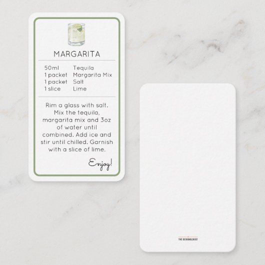 ミニカクテルキットフリットレシピカードマルガリータ エンクロージャーカード (正面/裏面)