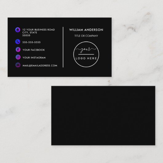 ミニカスタムマモダンリストソーシャルメディアアイコンb 名刺 (正面/裏面)