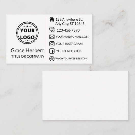 ミニカスタムマモダンリストソーシャルメディア 名刺 (正面/裏面)