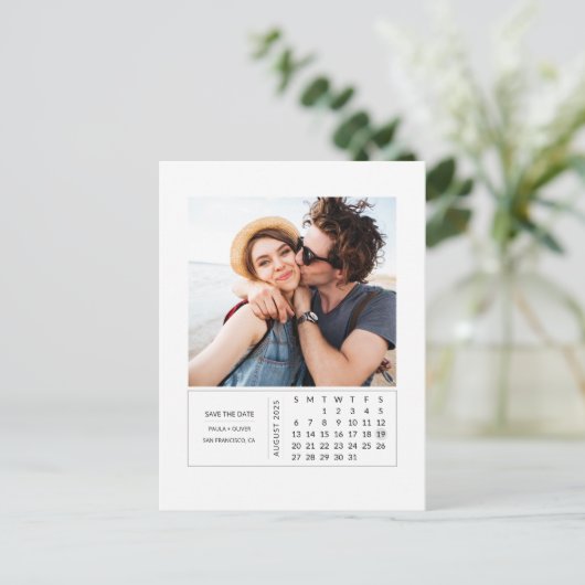 ミニカミニマルモダンレンダー日付の写真の保存 案内ポストカード (スタンド正面)