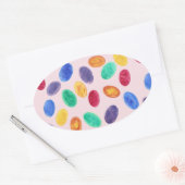 ミニカラフルイースターエッグ、ジェリービーンズのステッカー 楕円形シール (封筒)