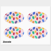 ミニカラフルイースターエッグ、ジェリービーンズのステッカー 楕円形シール (シート)