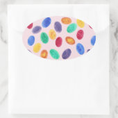 ミニカラフルイースターエッグ、ジェリービーンズのステッカー 楕円形シール (バッグ)