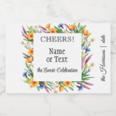 ミニカラフルウォーター色ワイルドフラワー スパークリングワインラベル (シングルラベル)