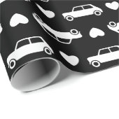 ミニカーハートブラック ラッピングペーパー (ロールコーナー)