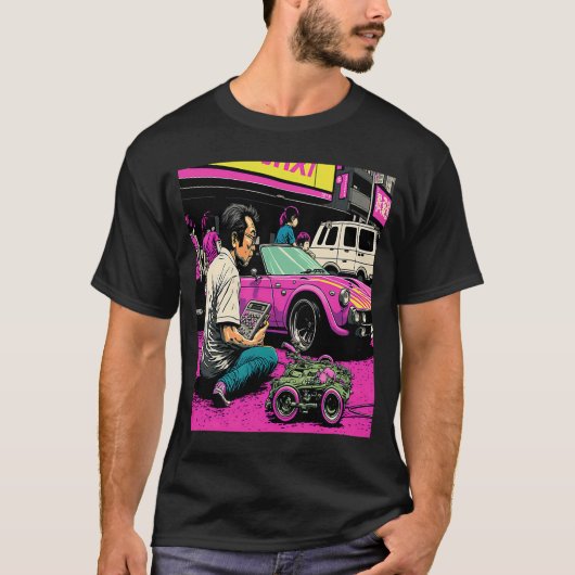 ミニカーポップ・アートのリモコン車 Tシャツ (正面)
