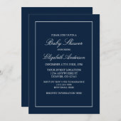 ミニクラシックマリストネービーブルーベビーシャワー 招待状 (正面/裏面)