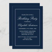 ミニクラシックマリストネービーブルー誕生日招待状 招待状 (正面/裏面)
