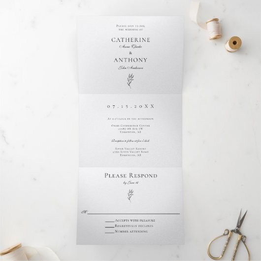 ミニクラシックマリスト植物リーフシンプル 三つ折り招待状 (内部)