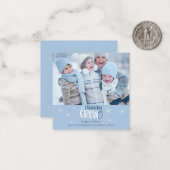 ミニクリスマスクルー家族フォトブルーホリデー ノートカード (正面/裏面インサイチュ)