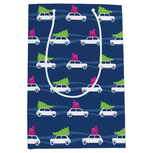 ミニクーパークリスマストラフィック ミディアムペーパーバッグ (正面)