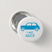 ミニクーパートレーディングピン – 明るい青(白) 缶バッジ (正面&裏面)