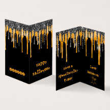 ミニグリッターオレンジハッピーハローウィン教室カード