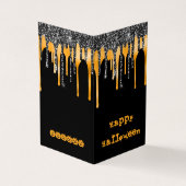 ミニグリッターオレンジハッピーハローウィン教室カード 名刺 (外部)