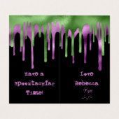 ミニグリーンパープルスライムハロウィーン教室カード 名刺 (内部フラット)