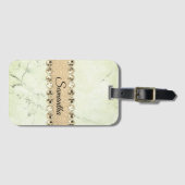 ミニグリーンマーブルダイヤモンドきらきら光る ラゲッジタグ (正面横)