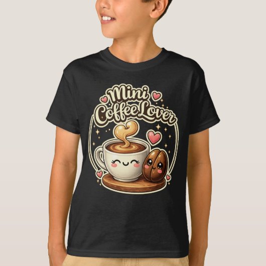 ミニコーヒー好き かわいい子供のコーヒーのギフトのアイデア Tシャツ (正面)