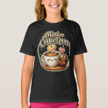ミニコーヒーLOVER かわいい女の子 コーヒーギフト キッズTシャツ