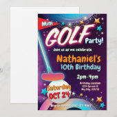 ミニゴルフの誕生日招待状 | ゴルフパーティーカード 招待状 (正面/裏面)