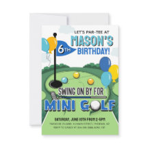 ミニゴルフの誕生日招待状、パットパットの誕生日