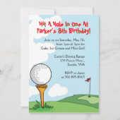 ミニゴルフをテーマにしたバースデーパーティ招待状 招待状 (正面)