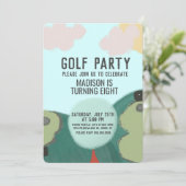 ミニゴルフイラストレーションバースデーパーティーグリーン 招待状 (スタンド正面)