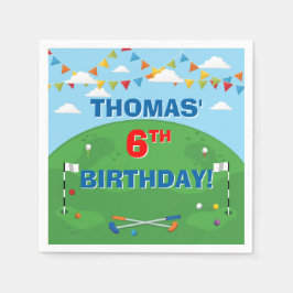 ミニゴルフパットパットボーイズバースデーパーティー スタンダードカクテルナプキン