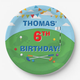 ミニゴルフパットパット子供の誕生日パーティー ペーパープレート