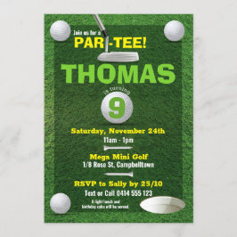 ミニゴルフパット子供の誕生日パーティの招待状 招待状