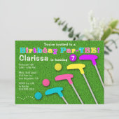 ミニゴルフパルティーパットパットガール誕生日 招待状 (スタンド正面)