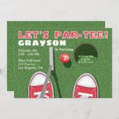 ミニゴルフパルティーパットパットボーイズ誕生日 招待状 (正面/裏面)