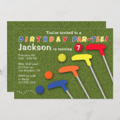 ミニゴルフパーティーパットボーイズ誕生日 招待状 (正面/裏面)