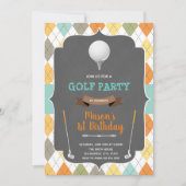 ミニゴルフボーイ誕生日の招待 招待状 (正面)