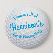 ミニゴルフボールバースデーパーティキッズブルー 缶バッジ (正面)