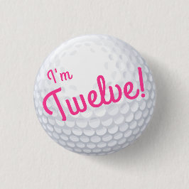ミニゴルフボール誕生日パーティキッズピンク 缶バッジ