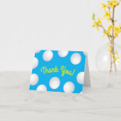 ミニゴルフボール誕生日パーティキッズブルーありがとう カード (黄色い花)