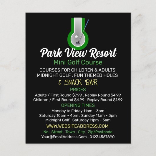 ミニゴルフロゴ、ミニゴルフコースズ広告ーズ チラシ (正面)