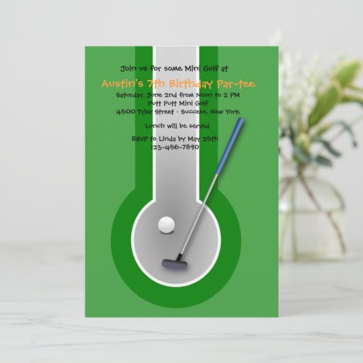 ミニゴルフ誕生日パーティーの招待状 招待状 (スタンド正面)