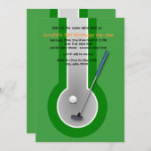 ミニゴルフ誕生日パーティーの招待状 招待状 (正面/裏面)