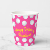 ミニゴルフ誕生日パーティーピンク 紙コップ (正面)