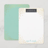 ミニゴールドのコンフェッティ ミント 結婚式 感謝の手紙 サンキューカード (正面/裏面)