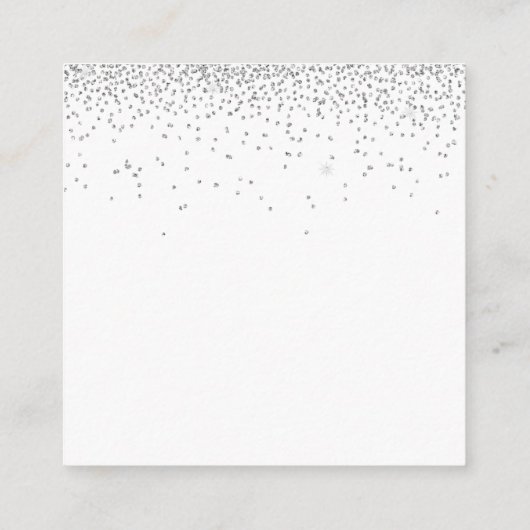 ミニサイズシルバーグリッターウェディングレセプション詳細 エンクロージャーカード (裏面)