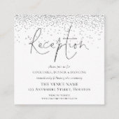 ミニサイズシルバーグリッターウェディングレセプション詳細 エンクロージャーカード (正面)