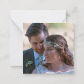 ミニサイズスクリプト結婚写真の愛感謝してい ノートカード (裏面)